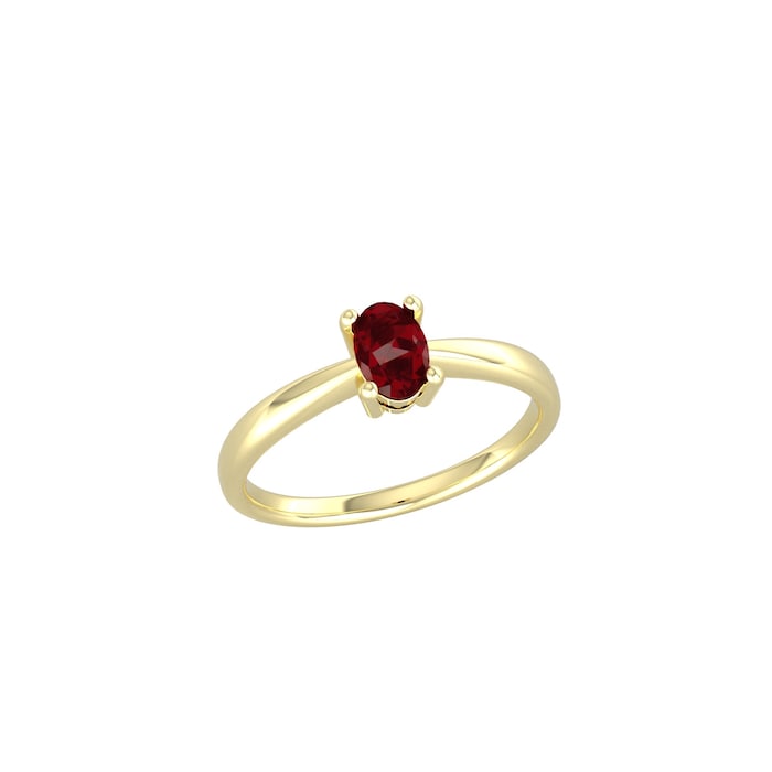 By Request 9ct Yellow Gold 4 Claw Oval Garnet Ring - Ring Size M.5