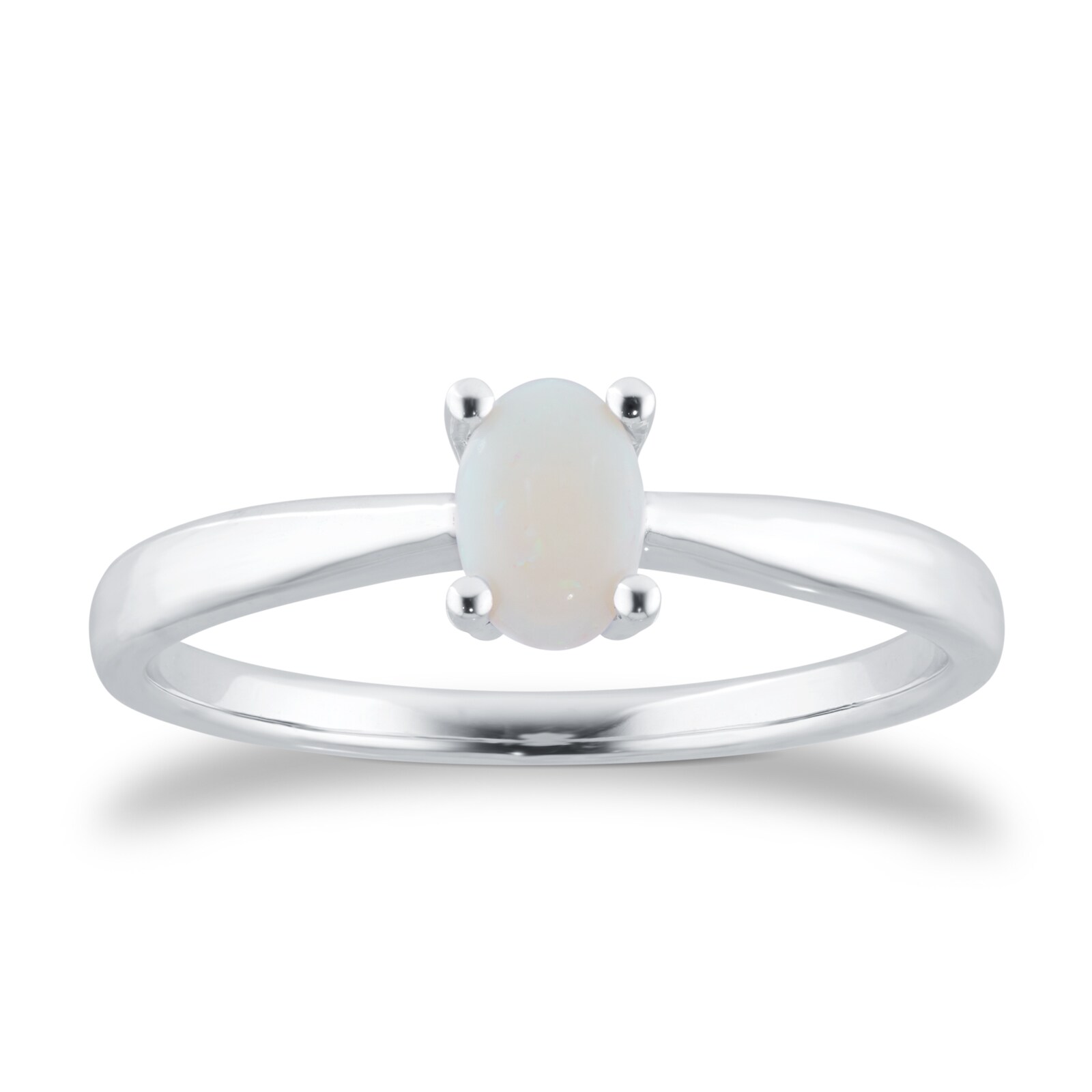 By Request 9ct White Gold 4 Claw Oval Opal Ring