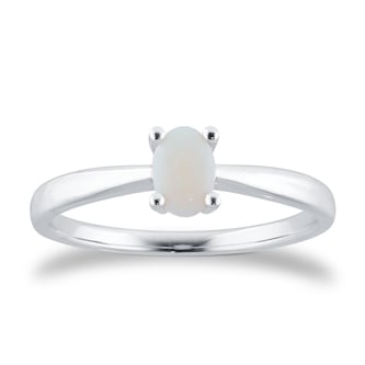 By Request 9ct White Gold 4 Claw Oval Opal Ring