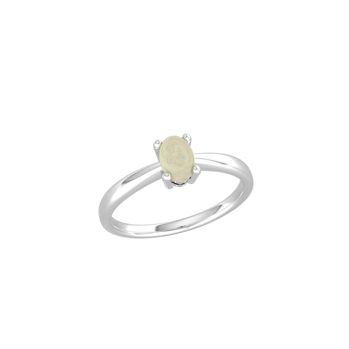 By Request 9ct White Gold 4 Claw Oval Opal Ring