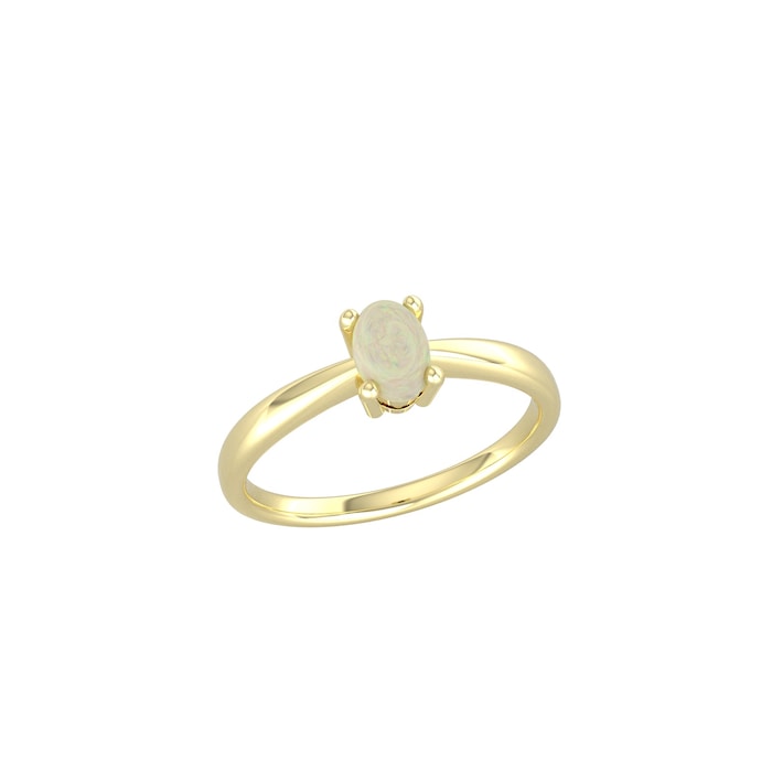 By Request 9ct Yellow Gold 4 Claw Oval Opal Ring - Ring Size N