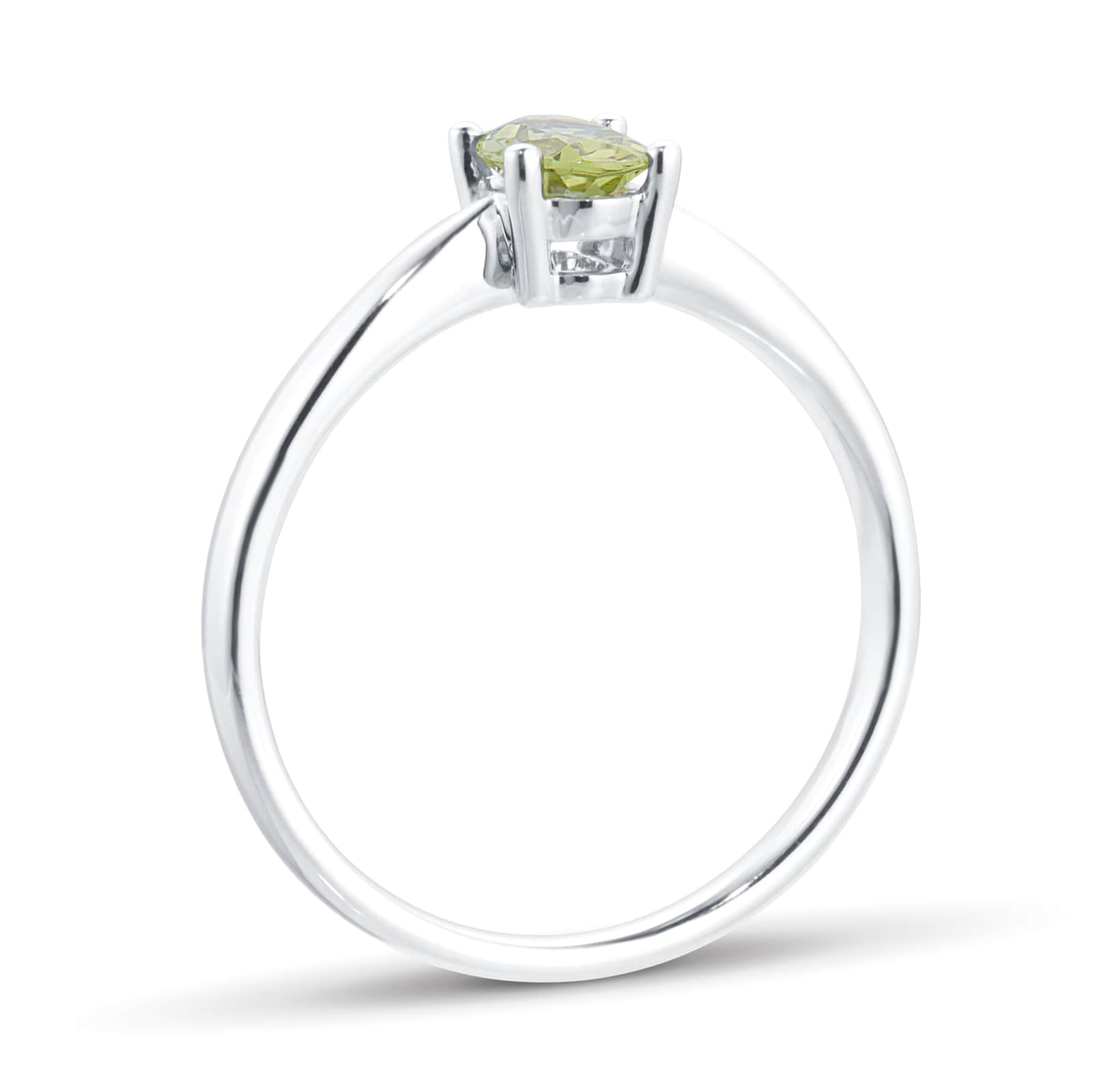 By Request 9ct White Gold 4 Claw Oval Peridot Ring - Ring Size V.5 By Request 9ct White Gold 4 Claw Oval Peridot Ring - Ring Size V.5