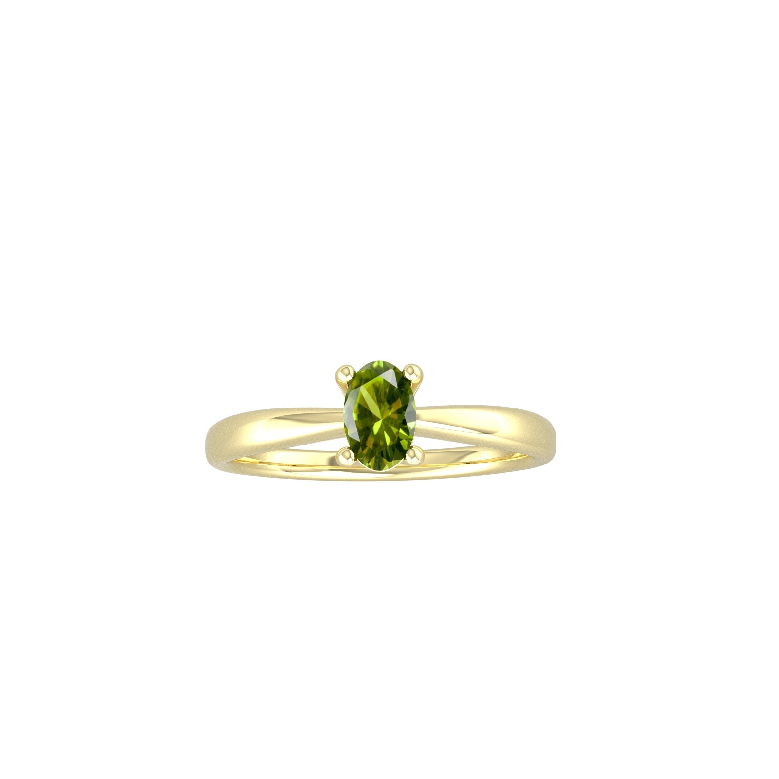 By Request 9ct Yellow Gold 4 Claw Oval Peridot Ring - Ring Size L By Request 9ct Yellow Gold 4 Claw Oval Peridot Ring - Ring Size L