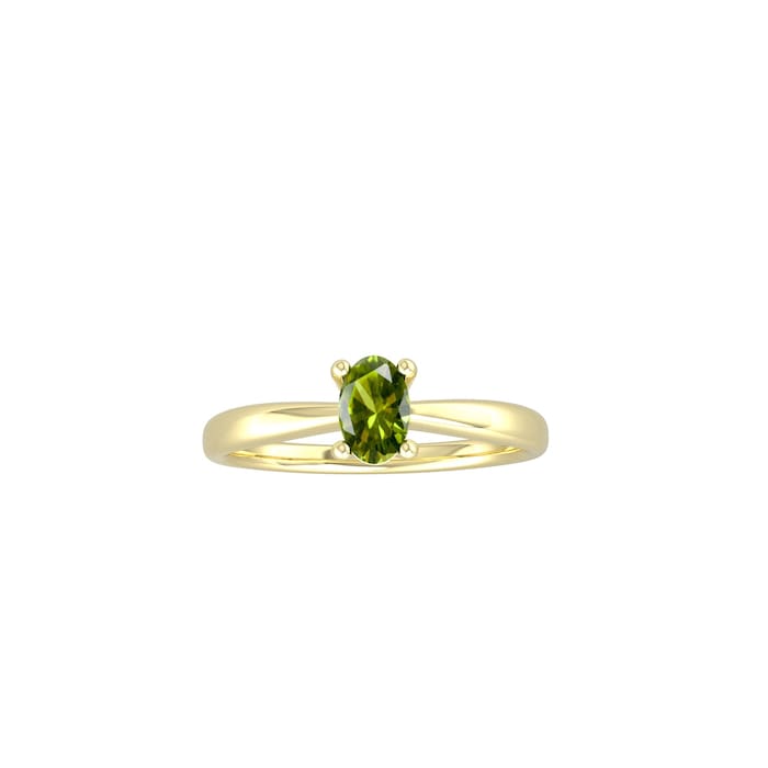 By Request 9ct Yellow Gold 4 Claw Oval Peridot Ring - Ring Size I.5