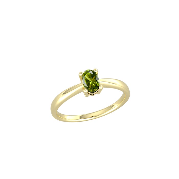 By Request 9ct Yellow Gold 4 Claw Oval Peridot Ring - Ring Size P