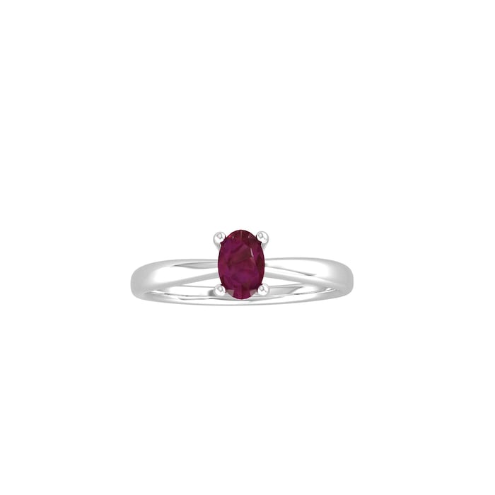 By Request 9ct White Gold 4 Claw Oval Ruby Ring - Ring Size H