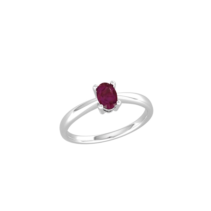 By Request 9ct White Gold 4 Claw Oval Ruby Ring