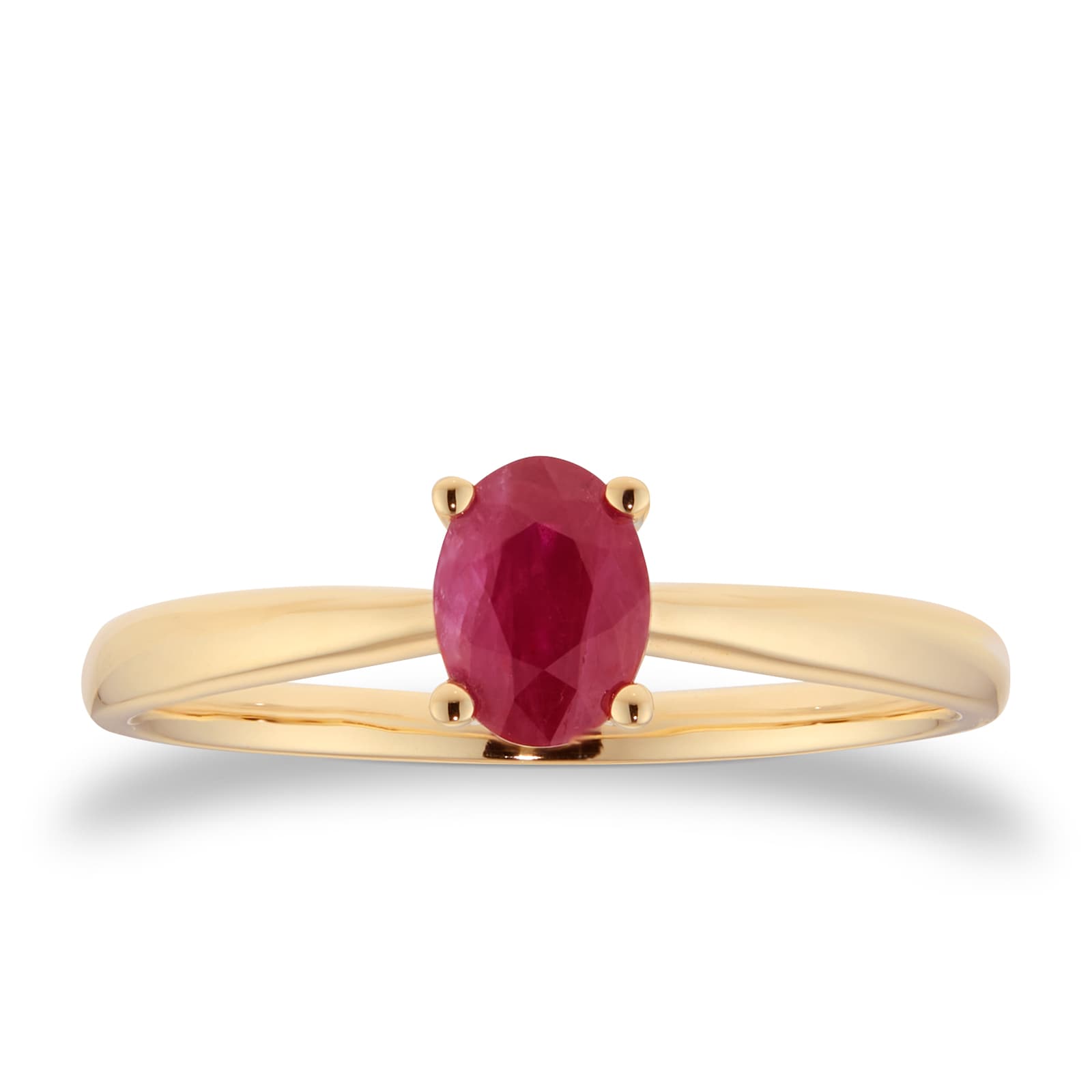 By Request 9ct Yellow Gold 4 Claw Oval Ruby Ring - Ring Size G By Request 9ct Yellow Gold 4 Claw Oval Ruby Ring - Ring Size G
