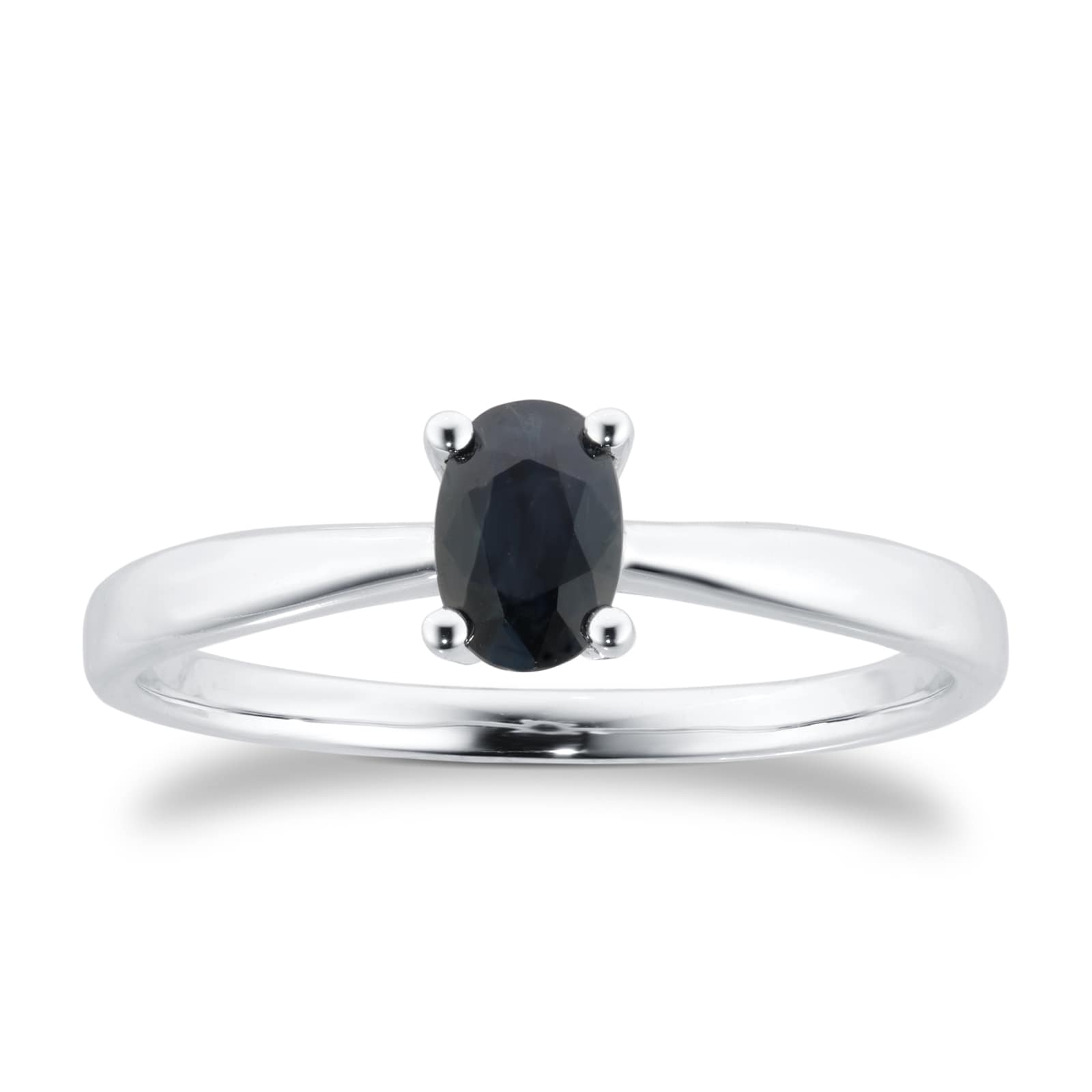 By Request 9ct White Gold 4 Claw Oval Sapphire Ring
