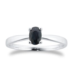 37894231 - 9ct White Gold 4 Claw Oval Sapphire Ring