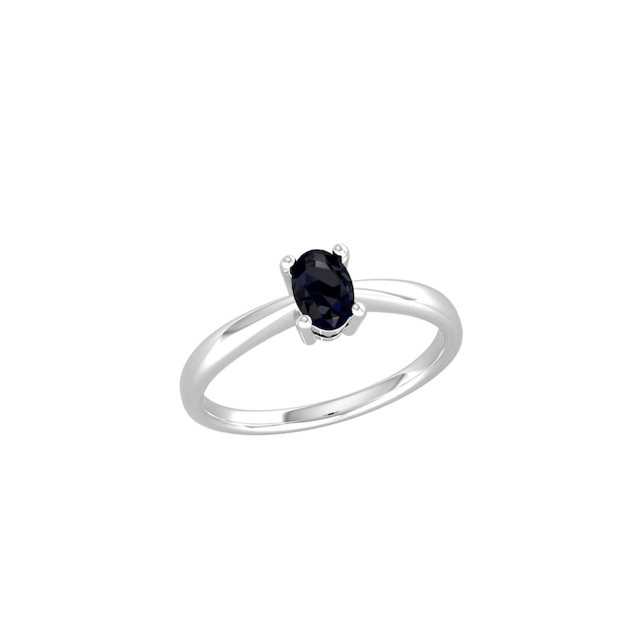 By Request 9ct White Gold 4 Claw Oval Sapphire Ring - Ring Size A