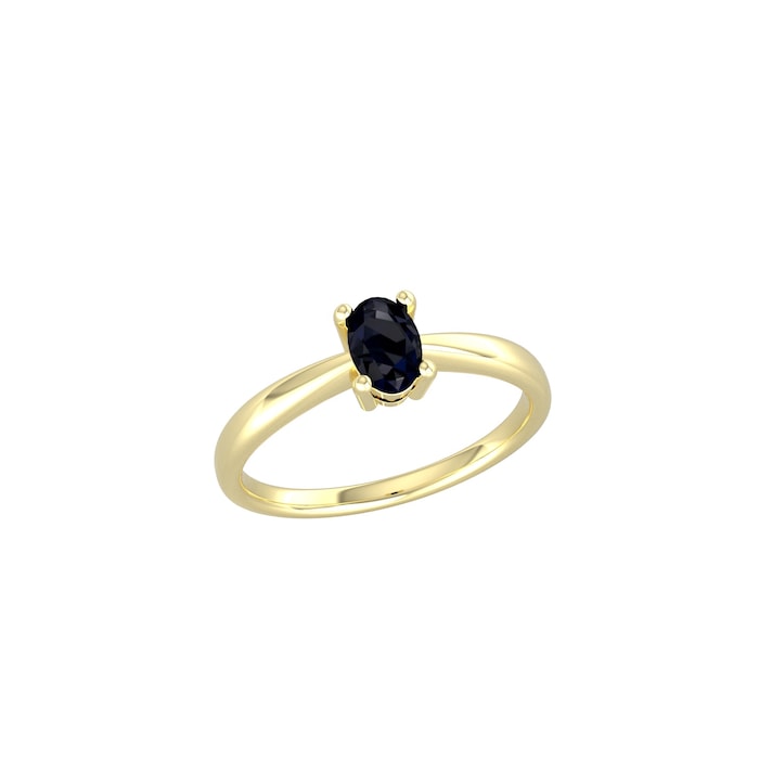 By Request 9ct Yellow Gold 4 Claw Oval Sapphire Ring - Ring Size W