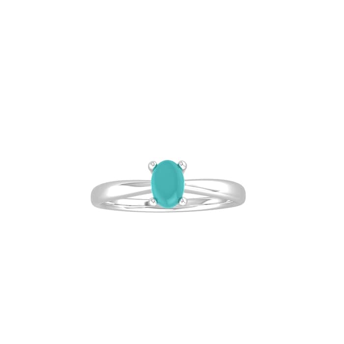 By Request 9ct White Gold 4 Claw Oval Turquoise Ring