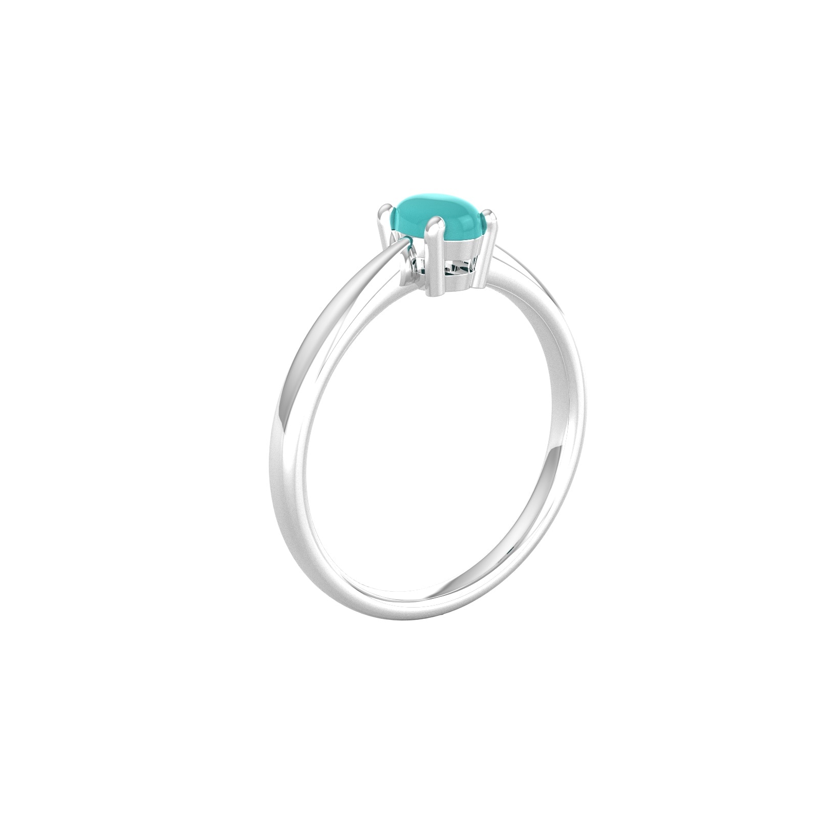 By Request 9ct White Gold 4 Claw Oval Turquoise Ring - Ring Size Y By Request 9ct White Gold 4 Claw Oval Turquoise Ring - Ring Size Y