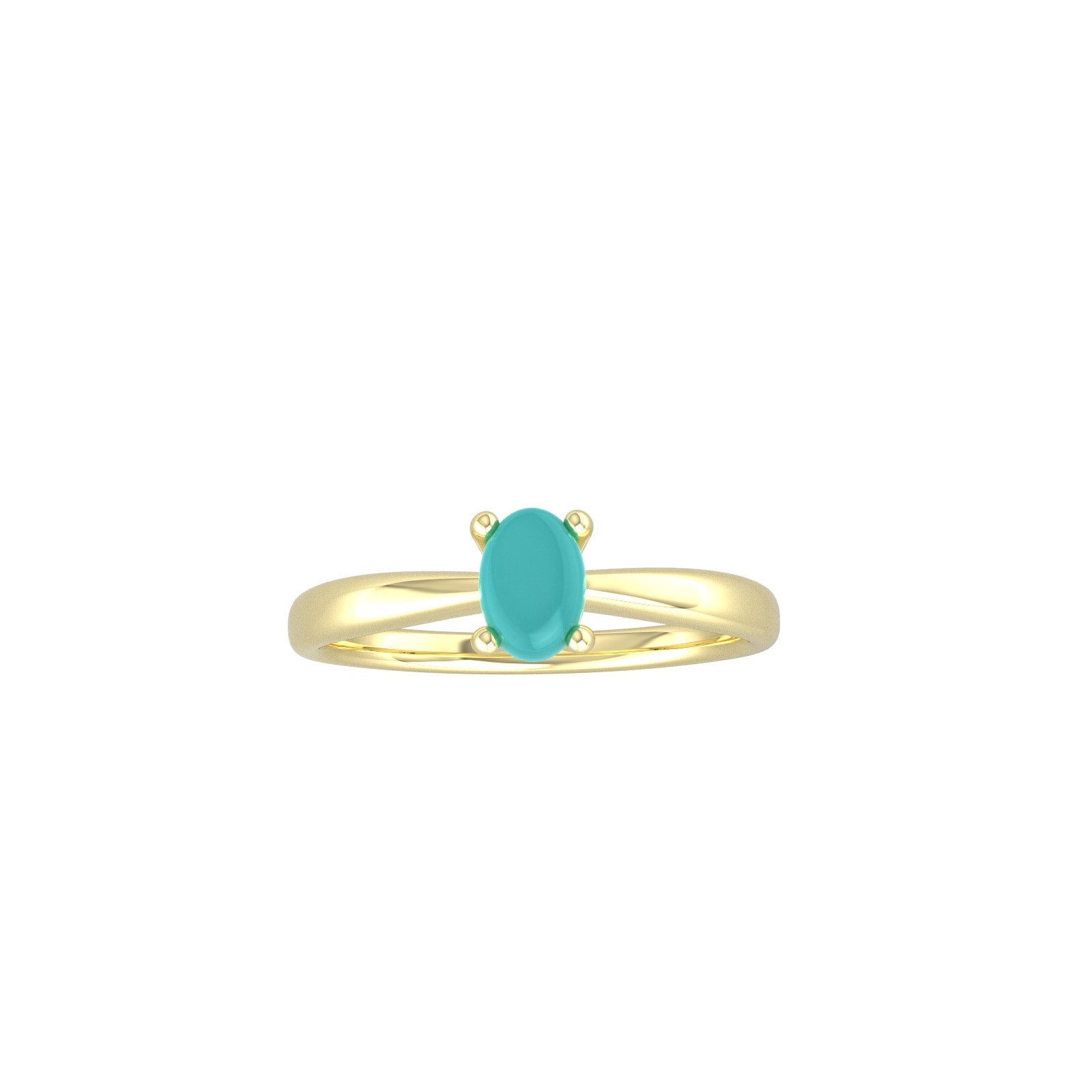 9ct Yellow Gold 4 Claw Oval Turquoise Ring