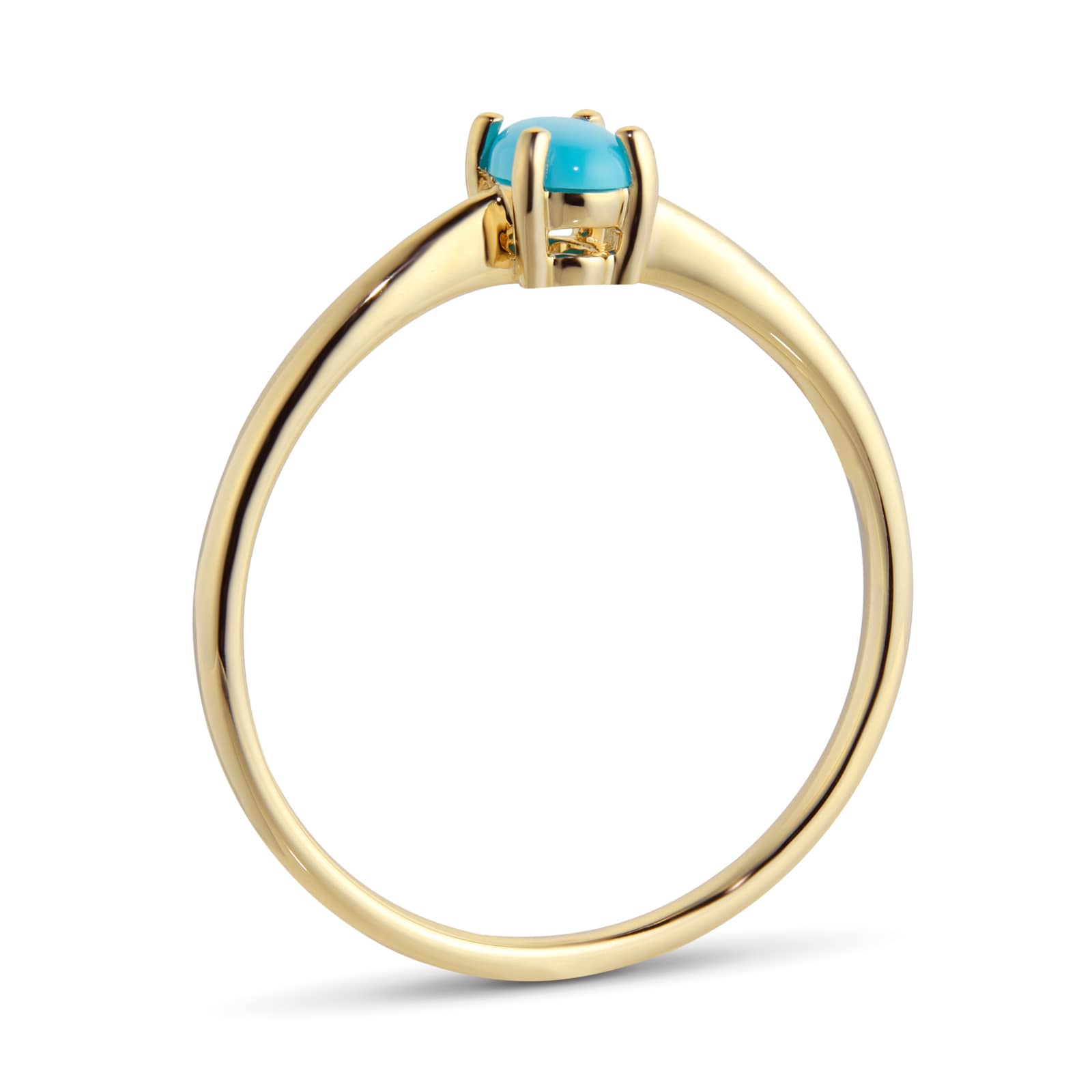 By Request 9ct Yellow Gold 4 Claw Oval Turquoise Ring - Ring Size N By Request 9ct Yellow Gold 4 Claw Oval Turquoise Ring - Ring Size N