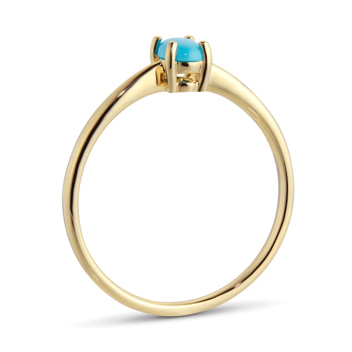 By Request 9ct Yellow Gold 4 Claw Oval Turquoise Ring - Ring Size A.5