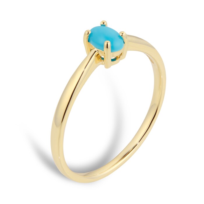 By Request 9ct Yellow Gold 4 Claw Oval Turquoise Ring - Ring Size Y