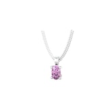 By Request 9ct White Gold 4 Claw Oval Cut Amethyst Pendant & Chain