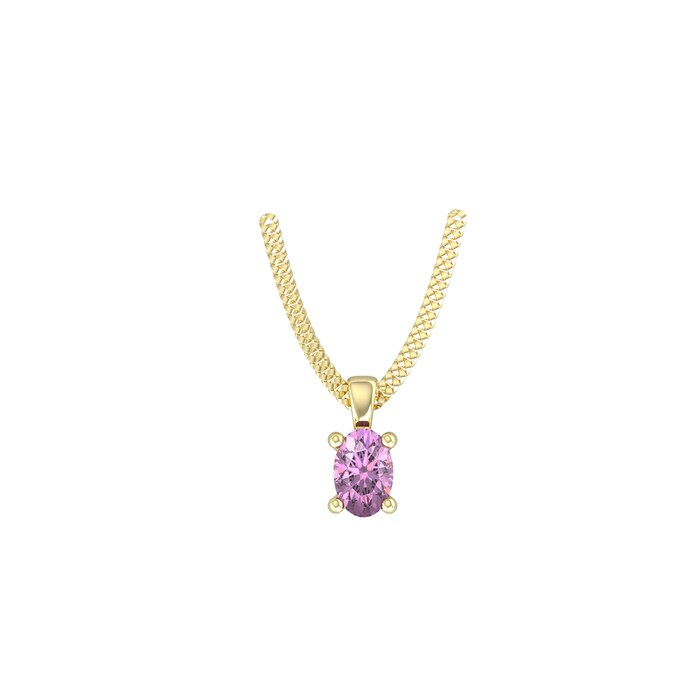 By Request 9ct Yellow Gold 4 Claw Oval Cut Amethyst Pendant & Chain