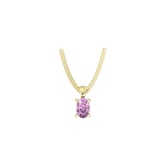 By Request 9ct Yellow Gold 4 Claw Oval Cut Amethyst Pendant & Chain