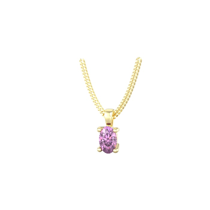 By Request 9ct Yellow Gold 4 Claw Oval Cut Amethyst Pendant & Chain