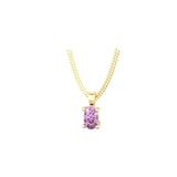 By Request 9ct Yellow Gold 4 Claw Oval Cut Amethyst Pendant & Chain