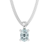 By Request 9ct White Gold 4 Claw Oval Cut Aquamarine Pendant & Chain