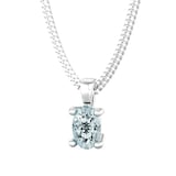 By Request 9ct White Gold 4 Claw Oval Cut Aquamarine Pendant & Chain