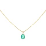 By Request 9ct Yellow Gold 4 Claw Oval Cut Emerald Pendant & Chain