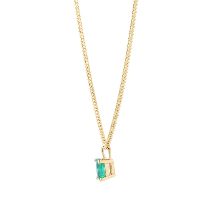 By Request 9ct Yellow Gold 4 Claw Oval Cut Emerald Pendant & Chain