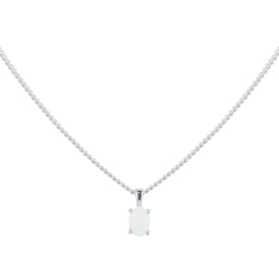 By Request 9ct White Gold 4 Claw Oval Cut Opal Pendant & Chain