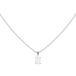 37894247 - 9ct White Gold 4 Claw Oval Cut Opal Pendant 
Chain