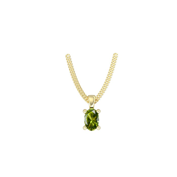 By Request 9ct Yellow Gold 4 Claw Oval Cut Peridot Pendant & Chain