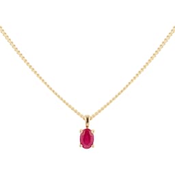 37894252 - 9ct Yellow Gold 4 Claw Oval Cut Ruby Pendant & Chain