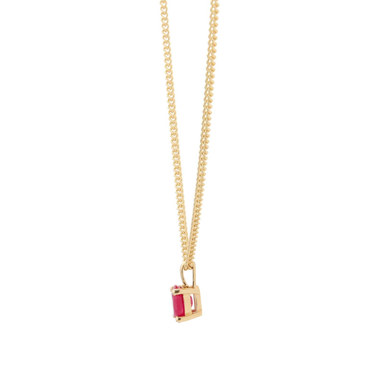 By Request 9ct Yellow Gold 4 Claw Oval Cut Ruby Pendant & Chain