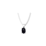 By Request 9ct White Gold 4 Claw Oval Cut Sapphire Pendant & Chain