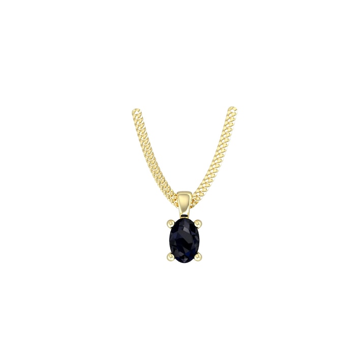 By Request 9ct Yellow Gold 4 Claw Oval Cut Sapphire Pendant & Chain