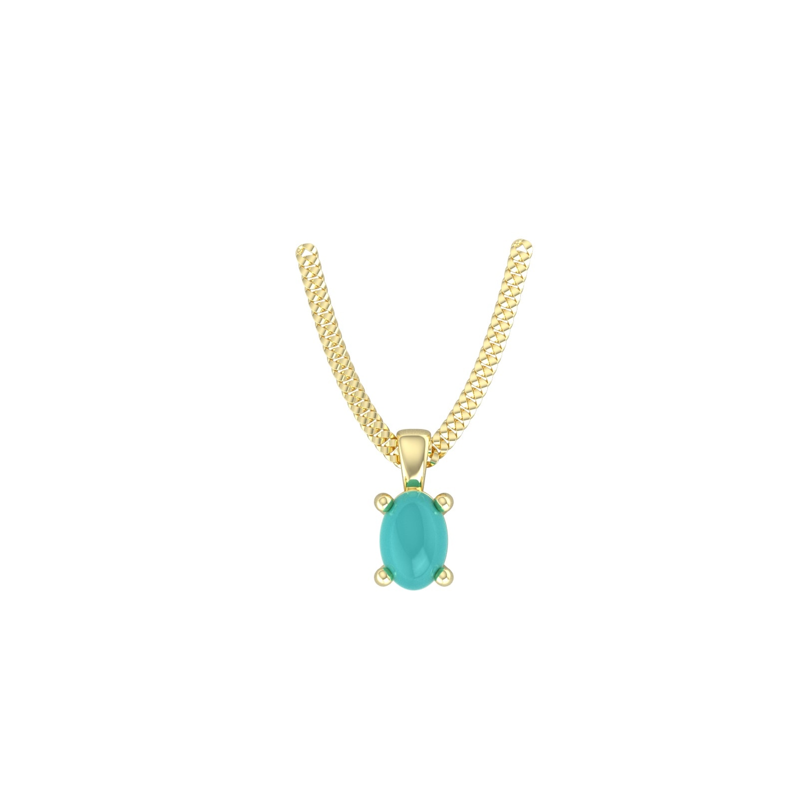 By Request 9ct Yellow Gold 4 Claw Oval Cut Turquoise Pendant & Chain By Request 9ct Yellow Gold 4 Claw Oval Cut Turquoise Pendant & Chain