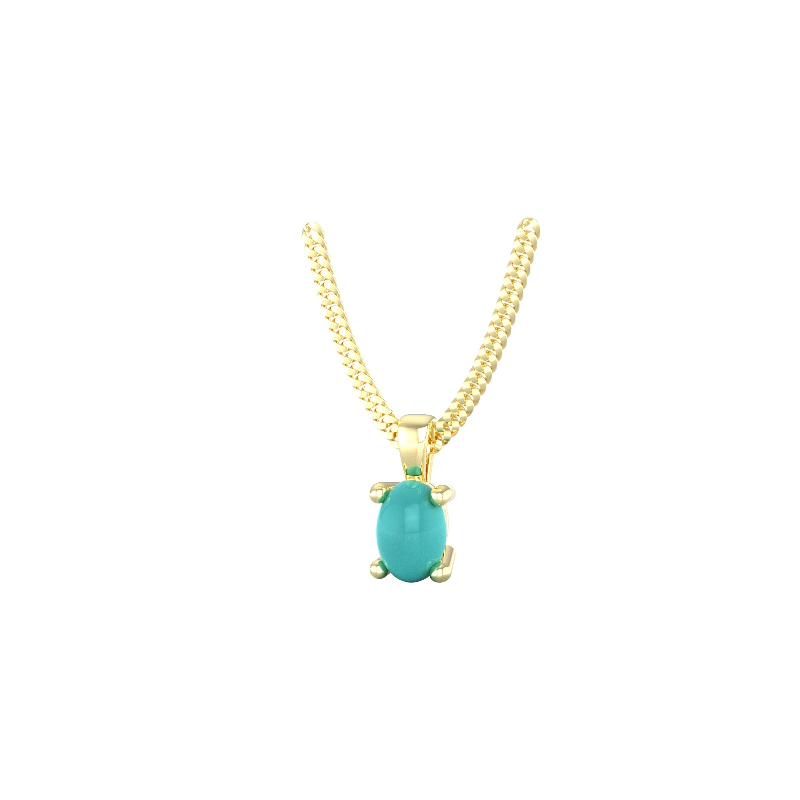 By Request 9ct Yellow Gold 4 Claw Oval Cut Turquoise Pendant & Chain By Request 9ct Yellow Gold 4 Claw Oval Cut Turquoise Pendant & Chain