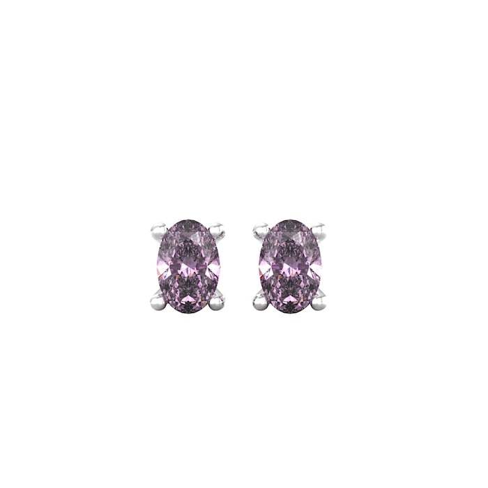 By Request 9ct White Gold 4 Claw Oval Cut Amethyst Stud Earrings