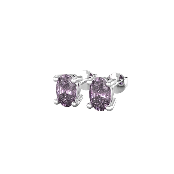 By Request 9ct White Gold 4 Claw Oval Cut Amethyst Stud Earrings