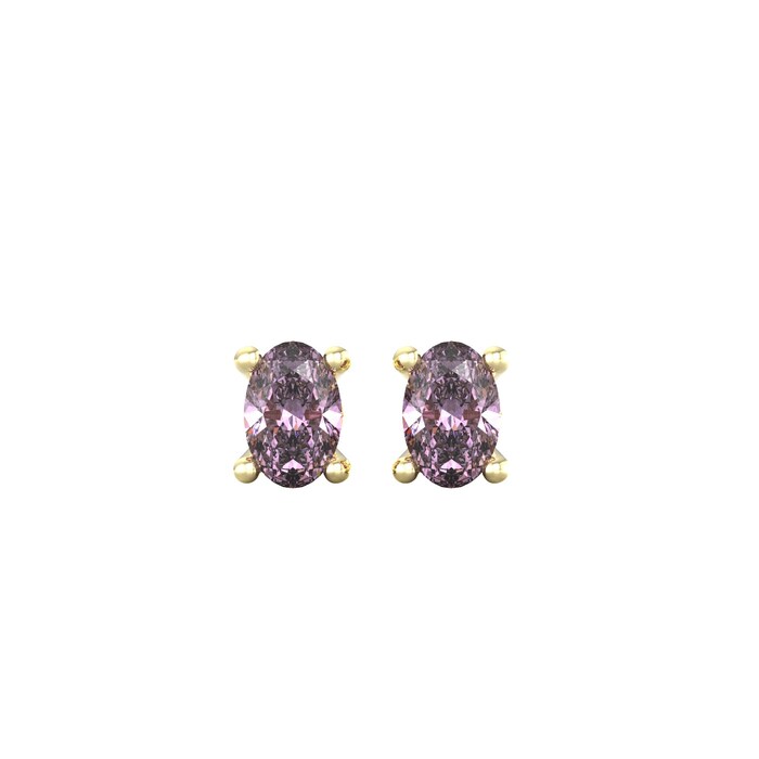 By Request 9ct Yellow Gold 4 Claw Oval Cut Amethyst Stud Earrings