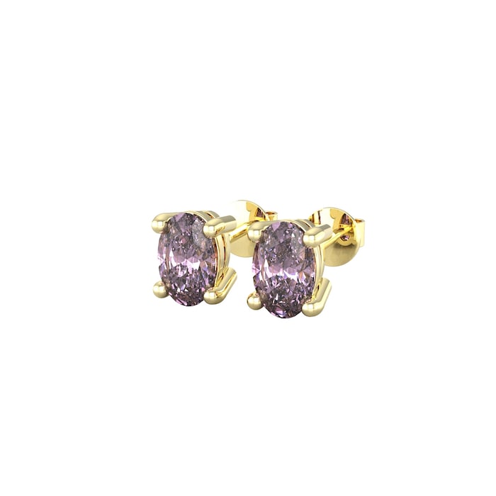 By Request 9ct Yellow Gold 4 Claw Oval Cut Amethyst Stud Earrings