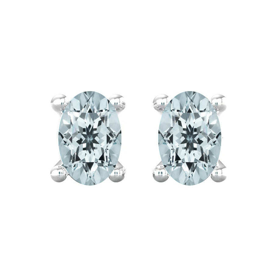 By Request 9ct White Gold 4 Claw Oval Cut Aquamarine Stud Earrings