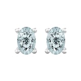By Request 9ct White Gold 4 Claw Oval Cut Aquamarine Stud Earrings