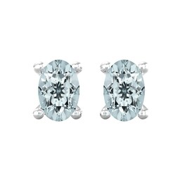 37894259 - 9ct White Gold 4 Claw Oval Cut Aquamarine Stud Earrings