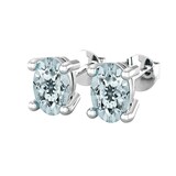 By Request 9ct White Gold 4 Claw Oval Cut Aquamarine Stud Earrings