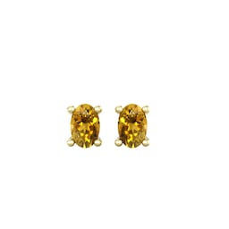 37894262 - 9ct Yellow Gold 4 Claw Oval Cut Citrine Stud Earrings