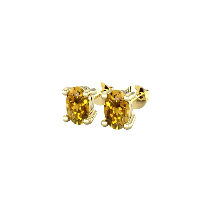 By Request 9ct Yellow Gold 4 Claw Oval Cut Citrine Stud Earrings